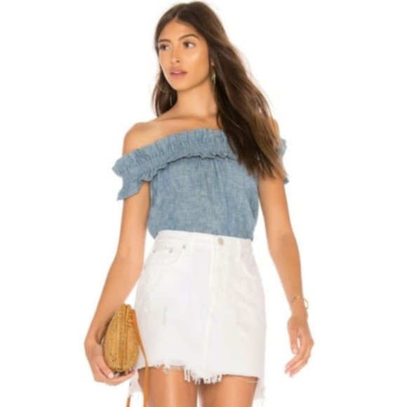 The Jetset Diaries Sloan Top Linen Blend in Denim - Picture 3 of 4